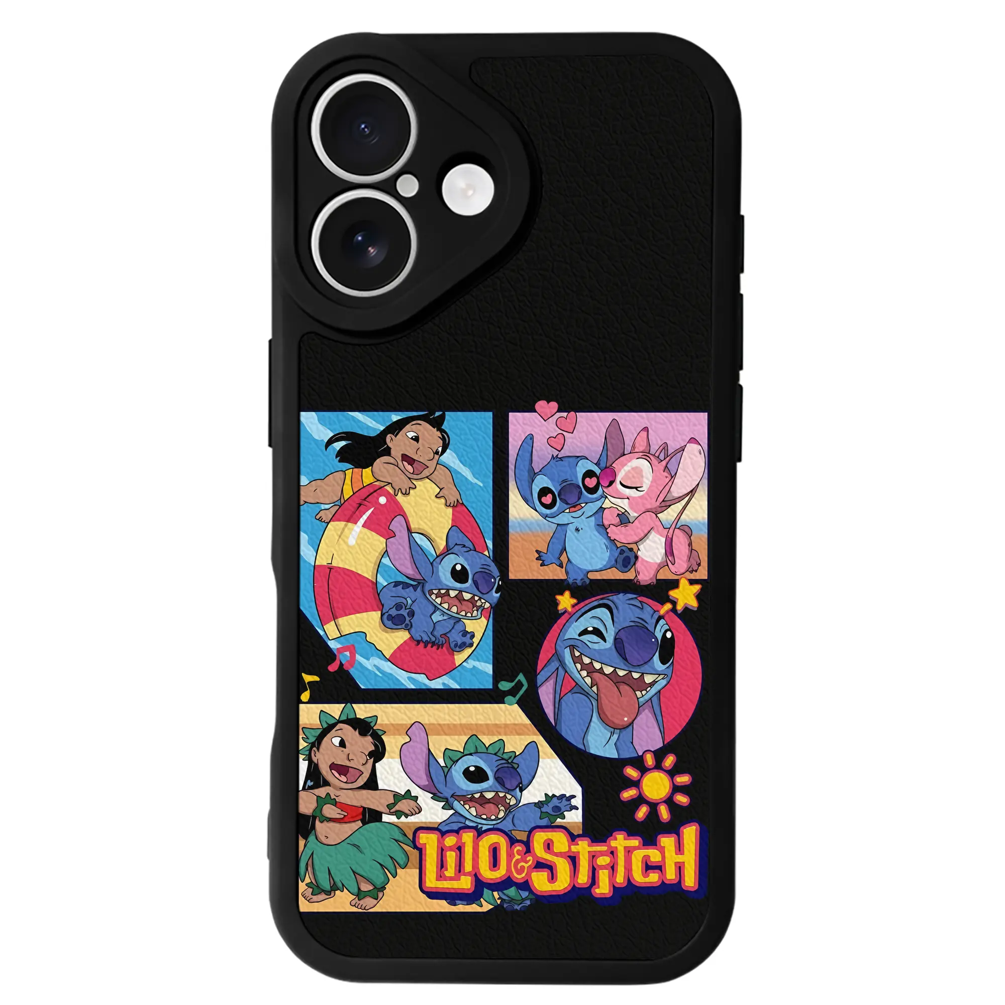 リロ＆スティッチ グッズ スティッチ - IPhone 16シリーズ対応 ・ シリコンスマホケース ・ レザー調 ・ 高精度フィット ・ 耐衝撃 ・ ワイヤレス充電対応 ・ 精密カット